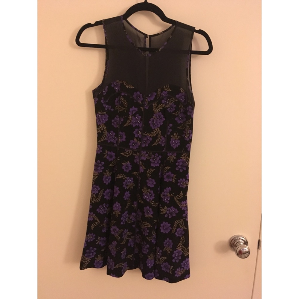 Patterson J. Kincaid PJK Blue Black Floral Dress
